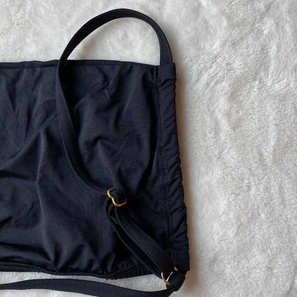 New! WeWoreWhat Ruched Bandeau Halter Bikini Top, black 19398 - Picture 7 of 10